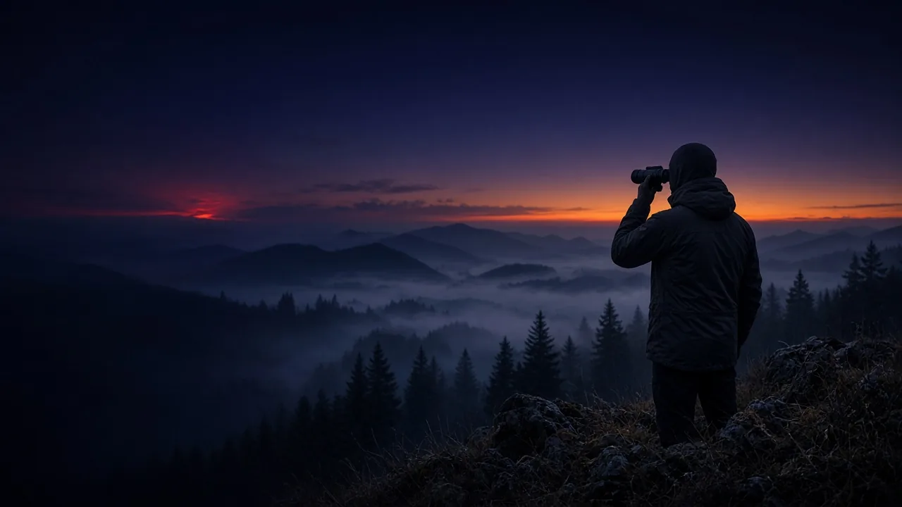 Outdoor landscape at dusk for recreational night use